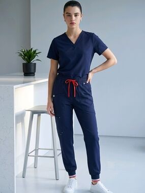 Mediclo Scrub Joggers And Top - Navy Color